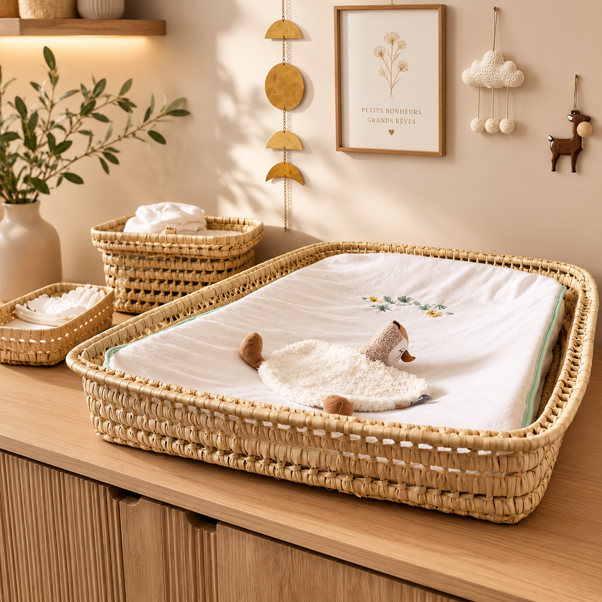 Panier à langer en osier naturel