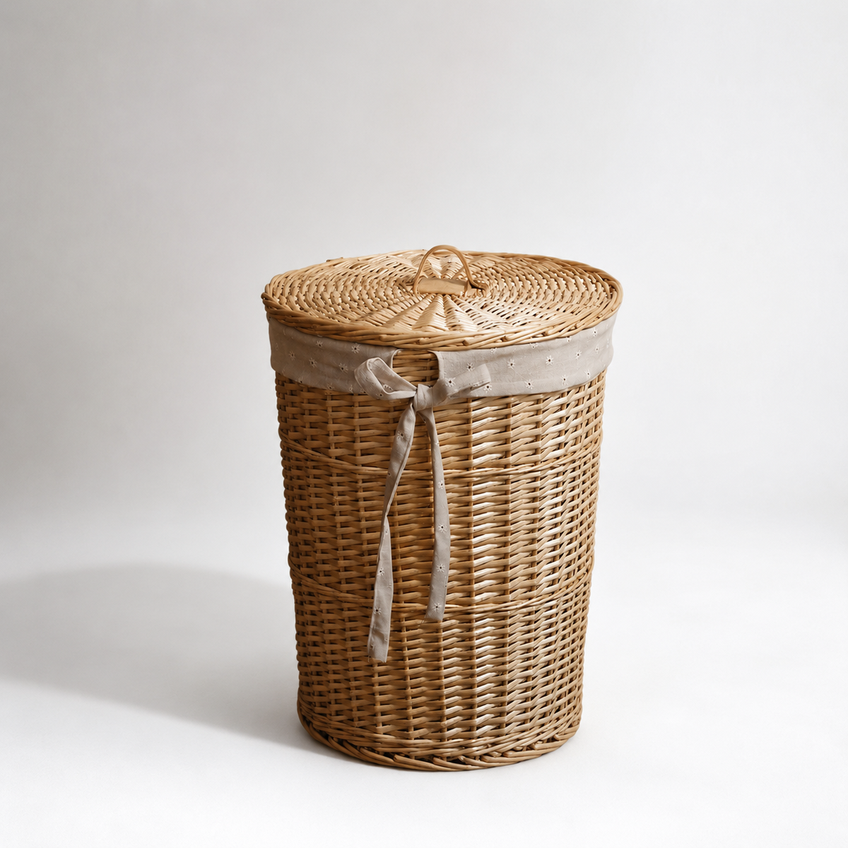 Panier à linge osier rond avec couvercle