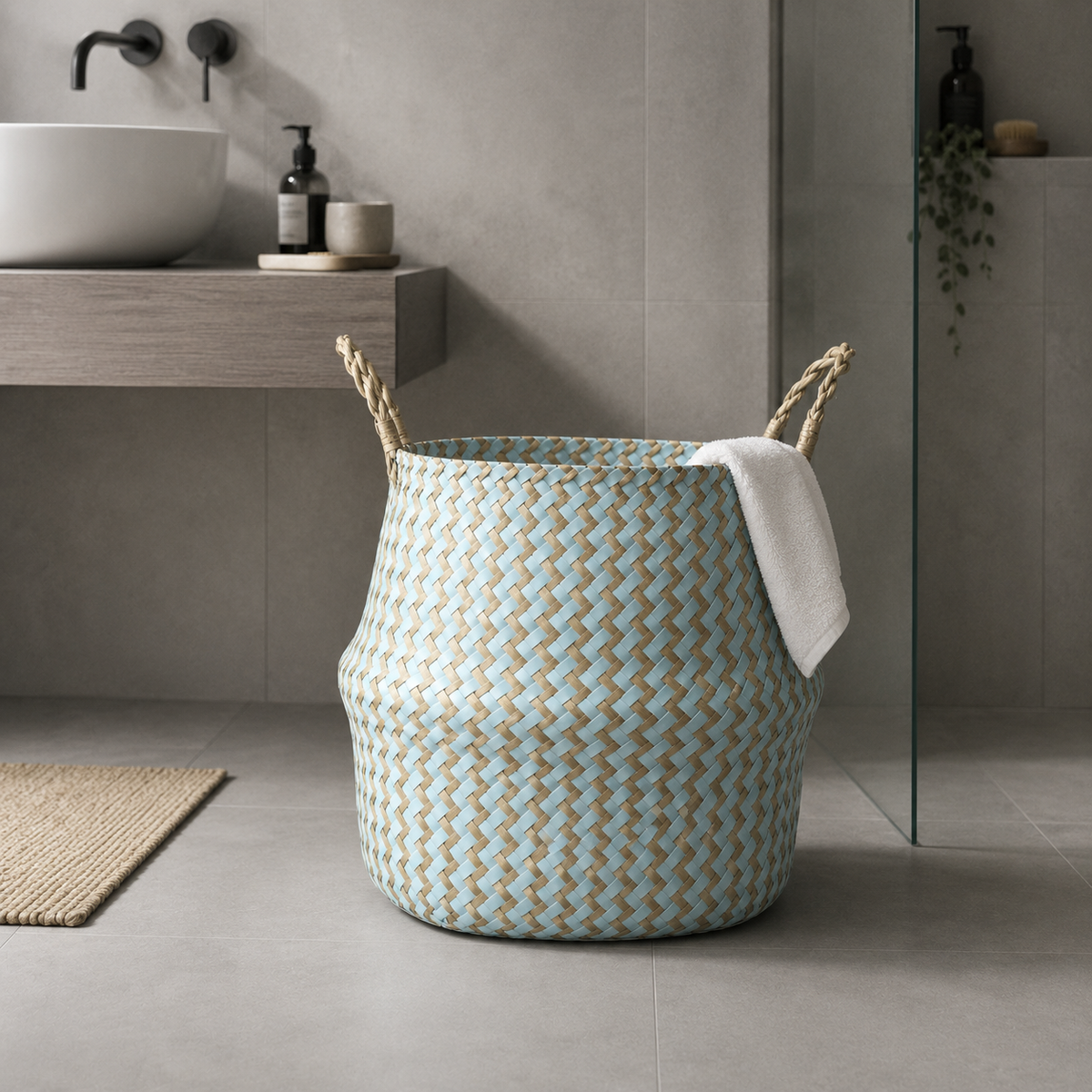 Panier à linge en osier vintage