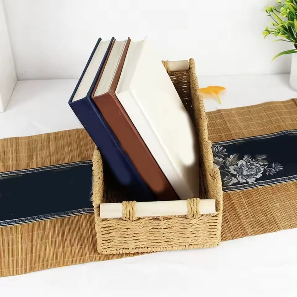 Panier rangement en osier a bord festonné – vue 6