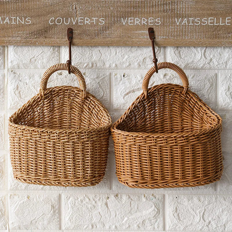 Panier rangement en osier mural