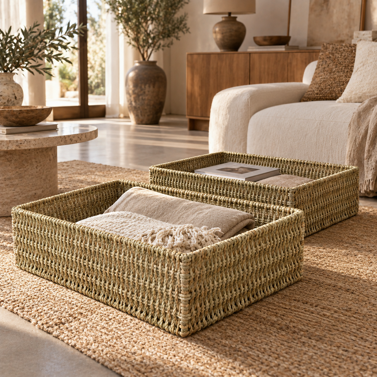 Panier de rangement en osier/ jonc de mer – vue 6