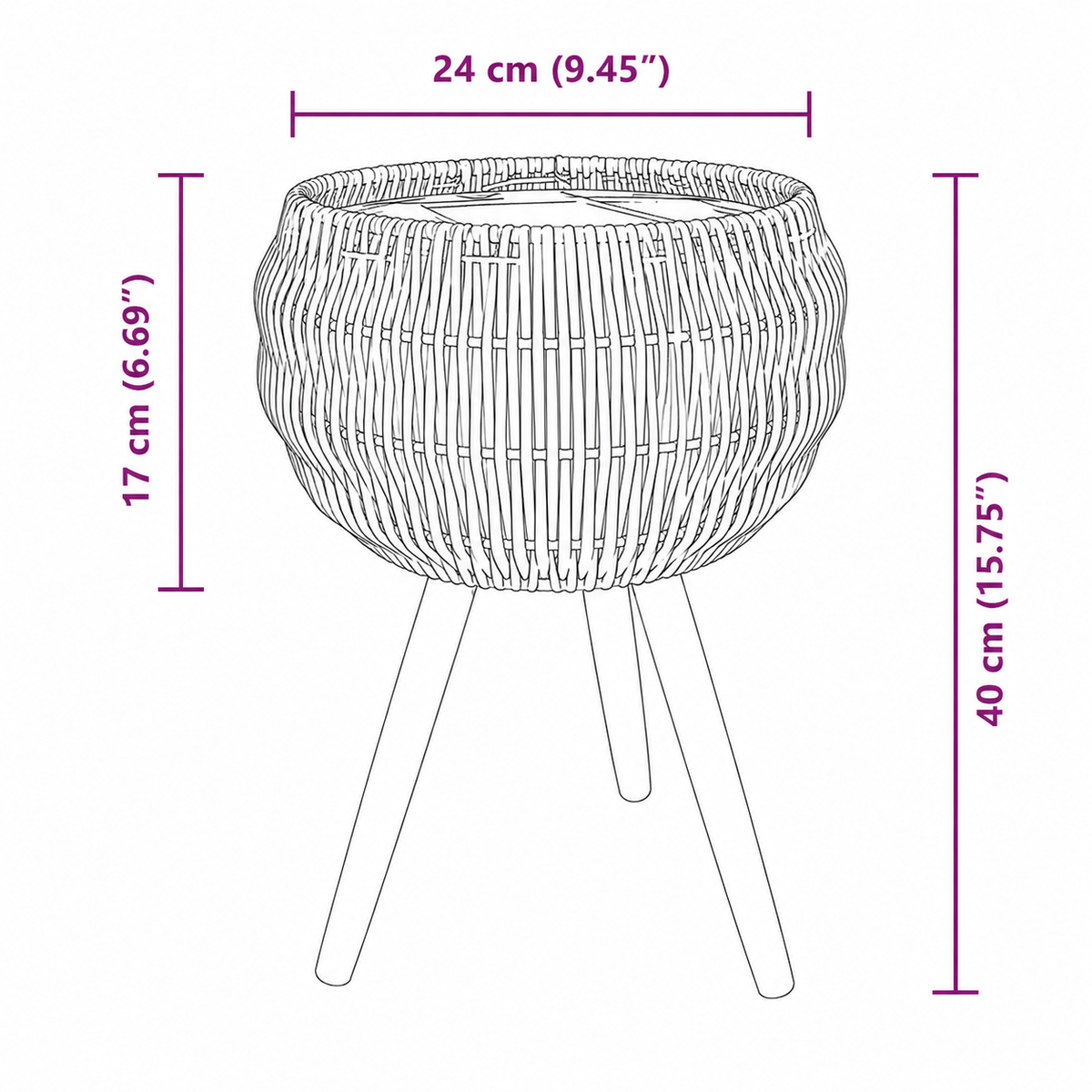 Cache-pot boho en osier – vue 8