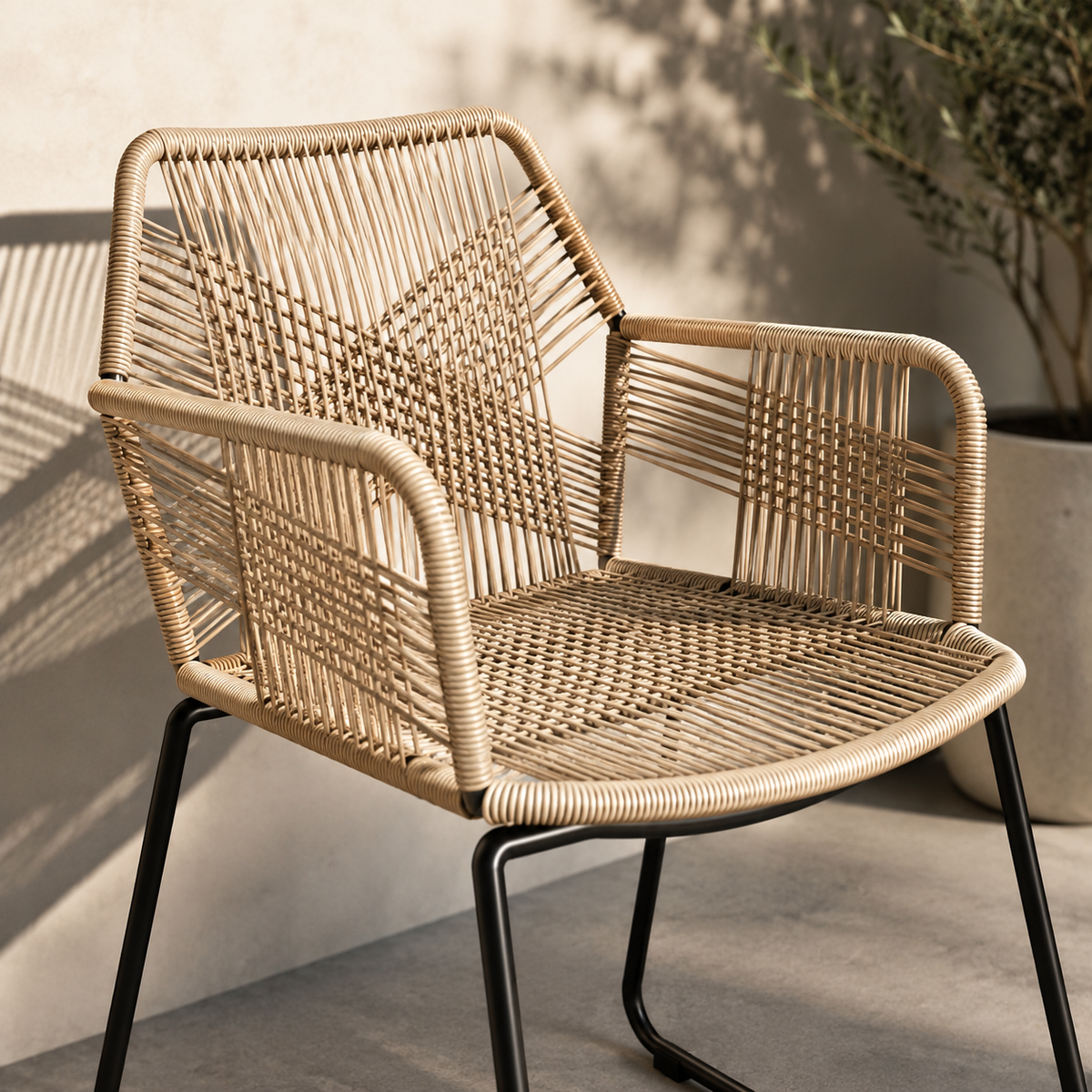 Lot de 2 chaises d'intérieur en osier style bohème