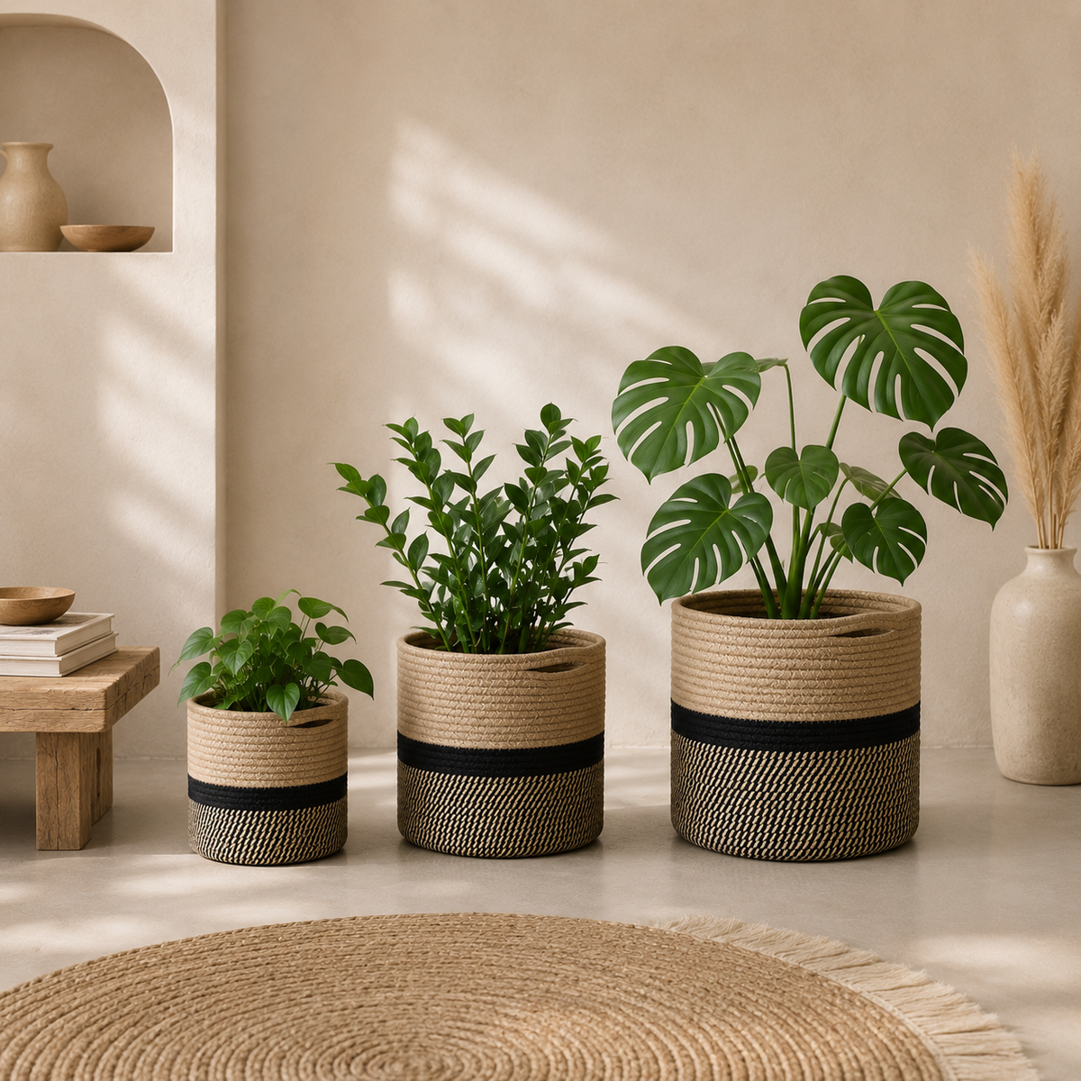 Cache pots en osier et jute – vue 6