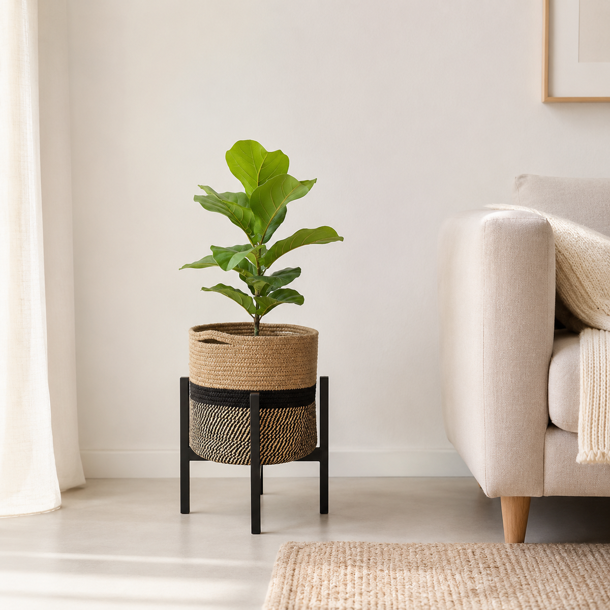 Cache pots en osier et jute – vue 5