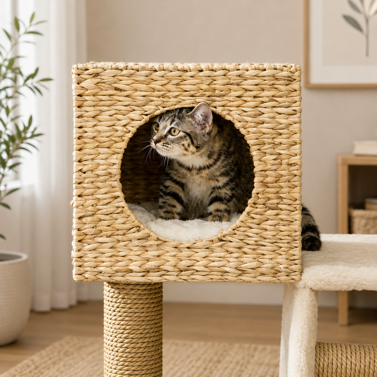 Lit pour chat en osier tour spécial griffoir