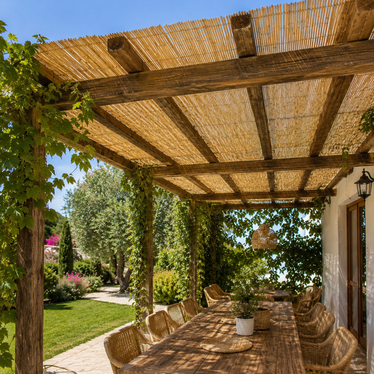 Canisse en osier naturelle H.1,6m x L.6m pour Balcon, Clôture, Terrasse, Pergolas
