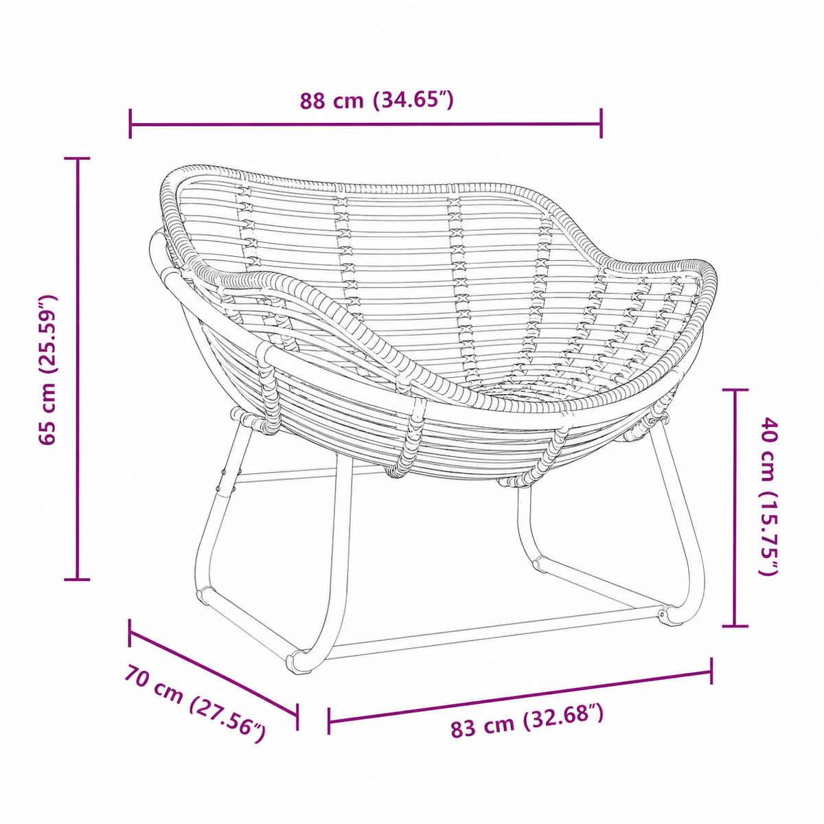 Chaise longue d'extérieur en osier toutes saisons