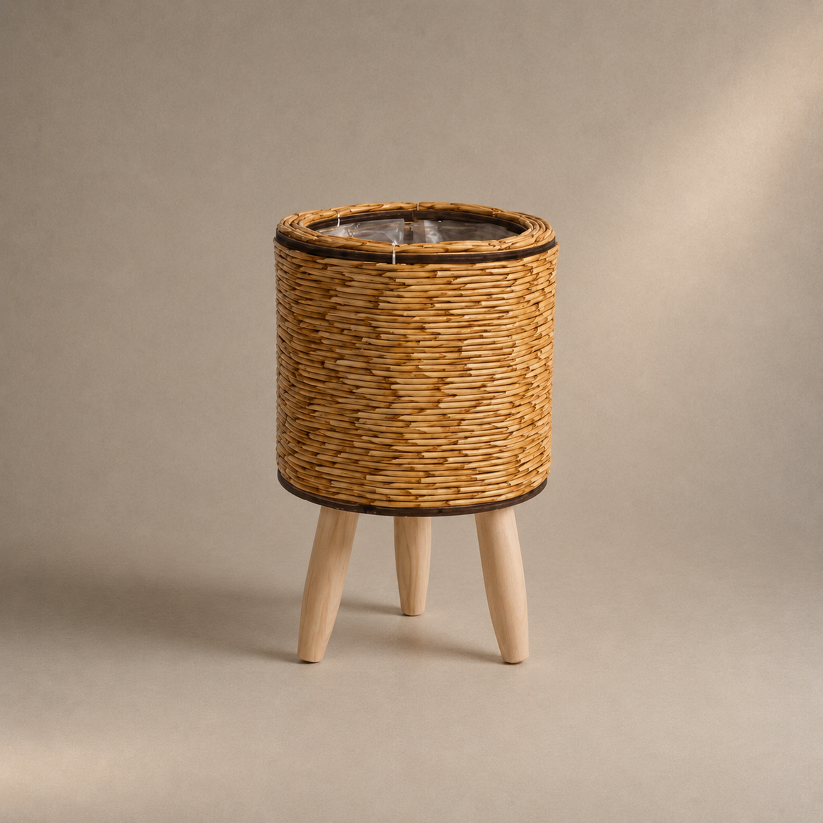Cache-pot sur pied cylindre en osier – vue 2