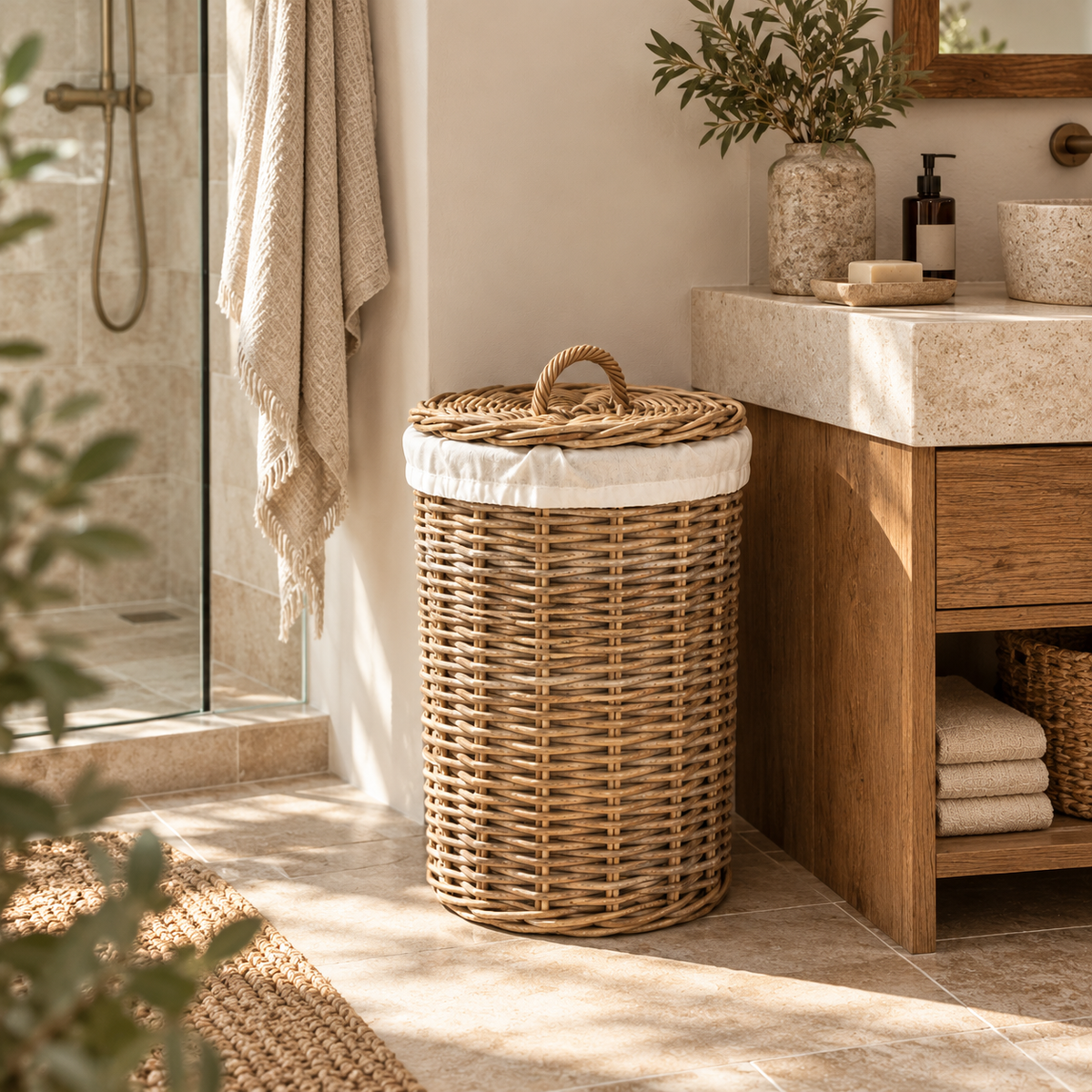 Panier à linge en osier tressé – vue 6