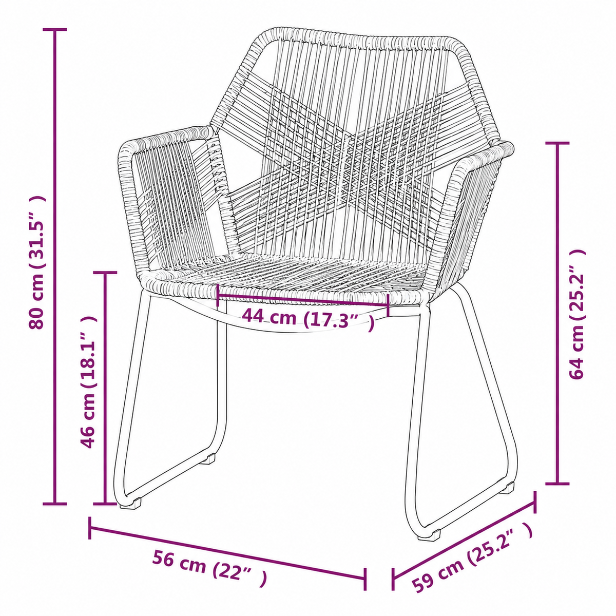 Lot de 2 chaises d'intérieur en osier style bohème