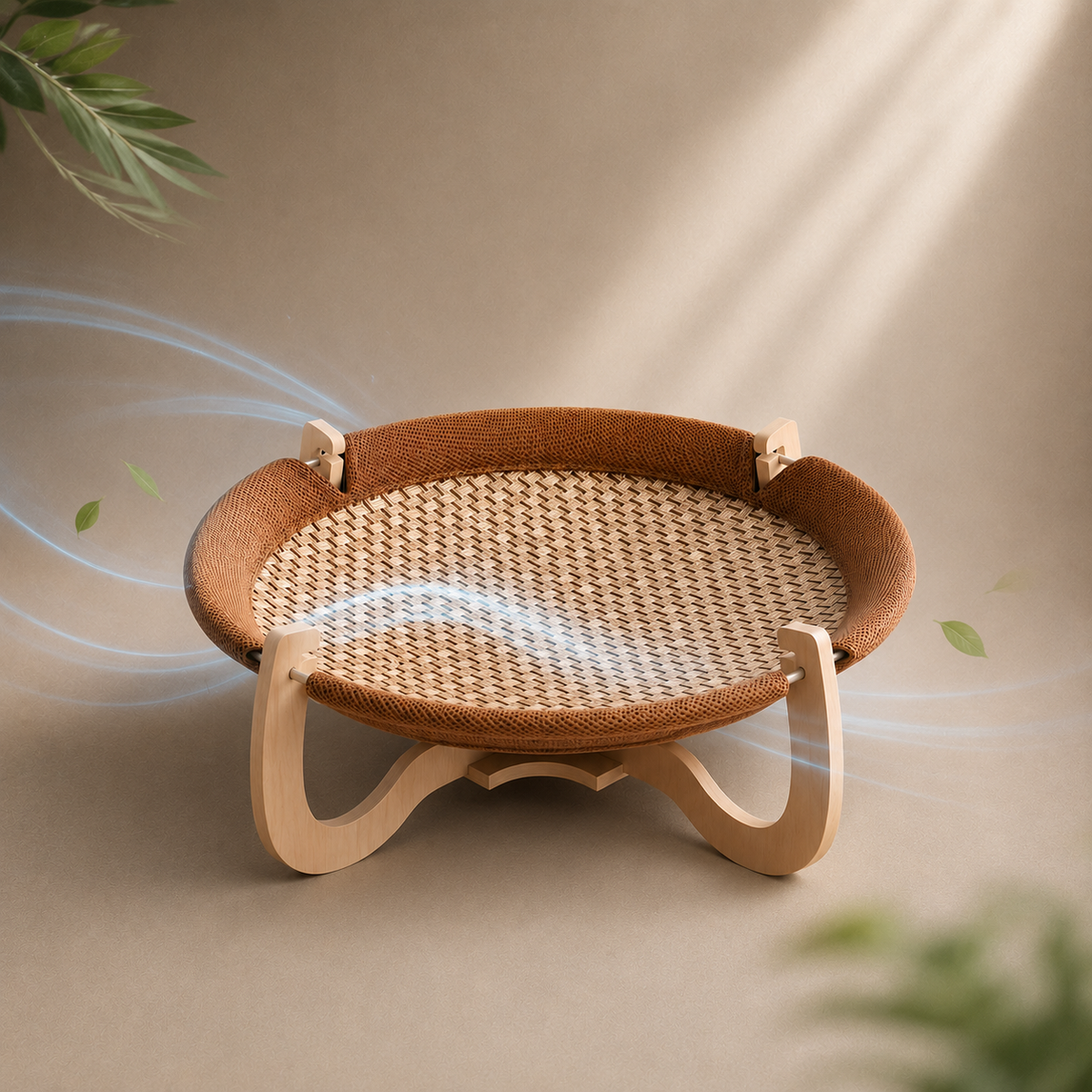 Panier rafraichissant pour chat en osier naturel