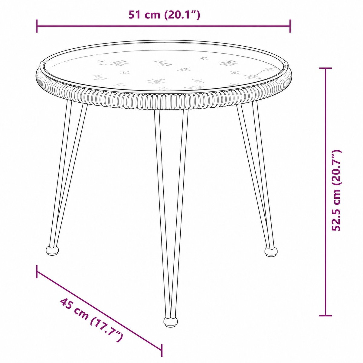 Ensemble bistro - 1 table + 2 chaises en osier – vue 10