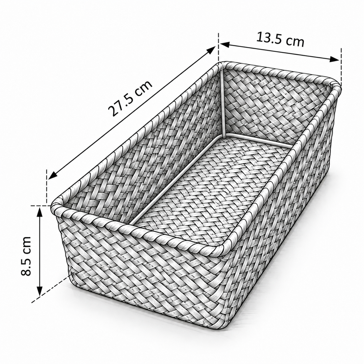 Panier de rangement rectangulaire en osier tressé – vue 11 Image