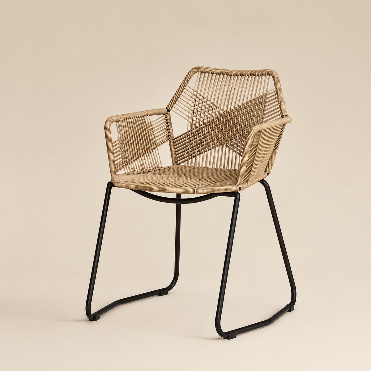 Lot de 2 chaises d'intérieur en osier style bohème