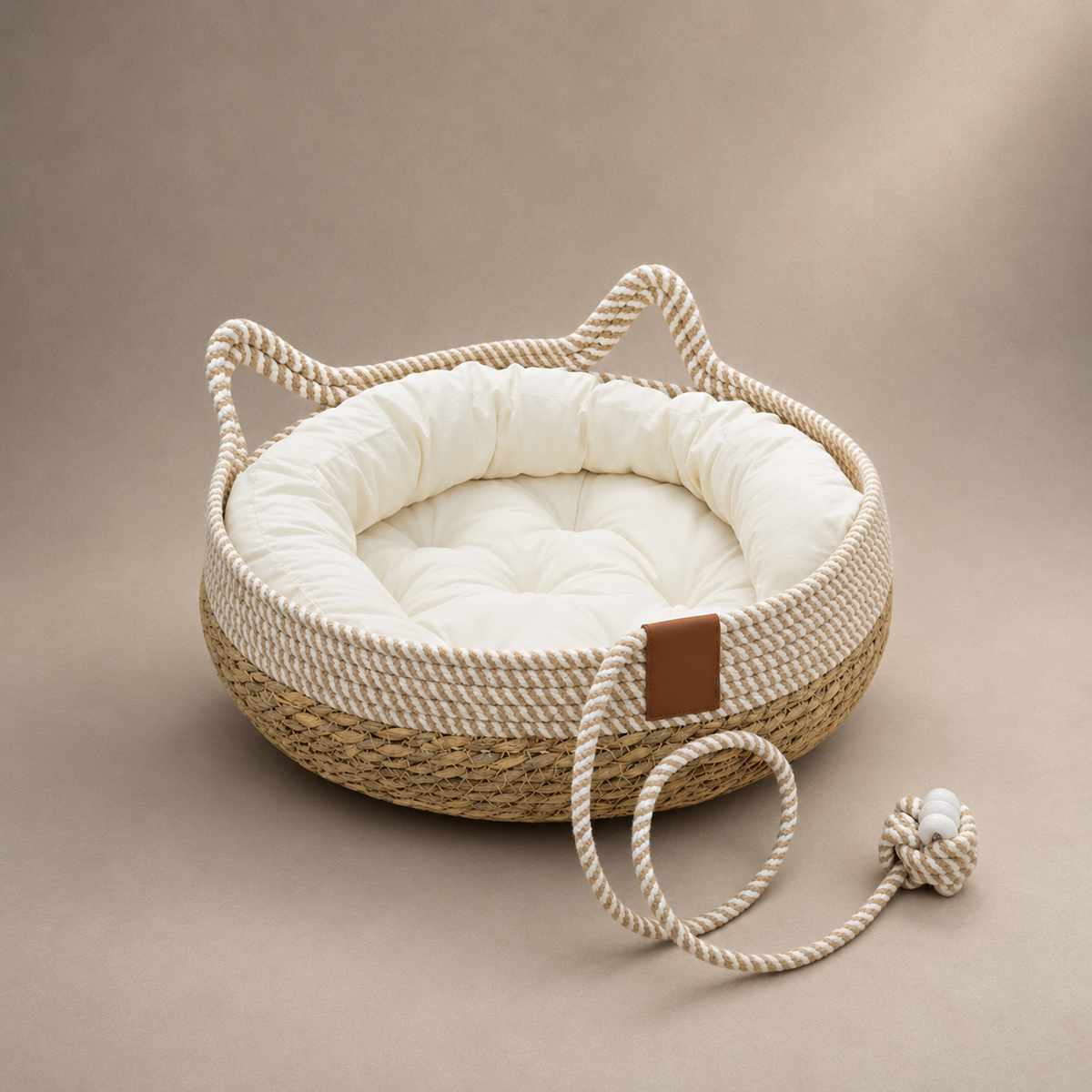 Panier pour chat en osier style oreille de chat