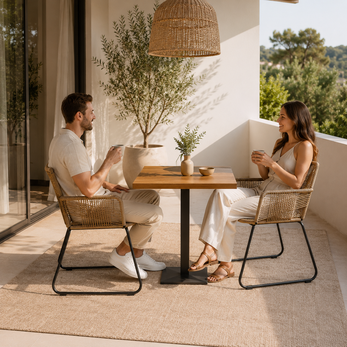 Lot de 2 chaises d'intérieur en osier style bohème
