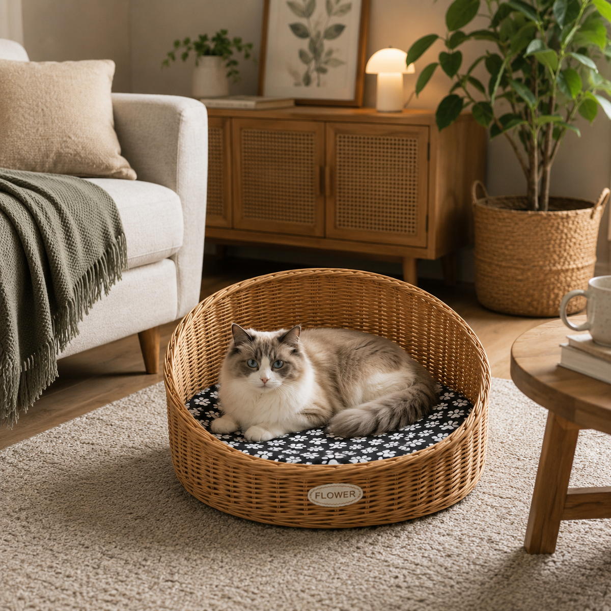 Panier pour chat en osier grande taille