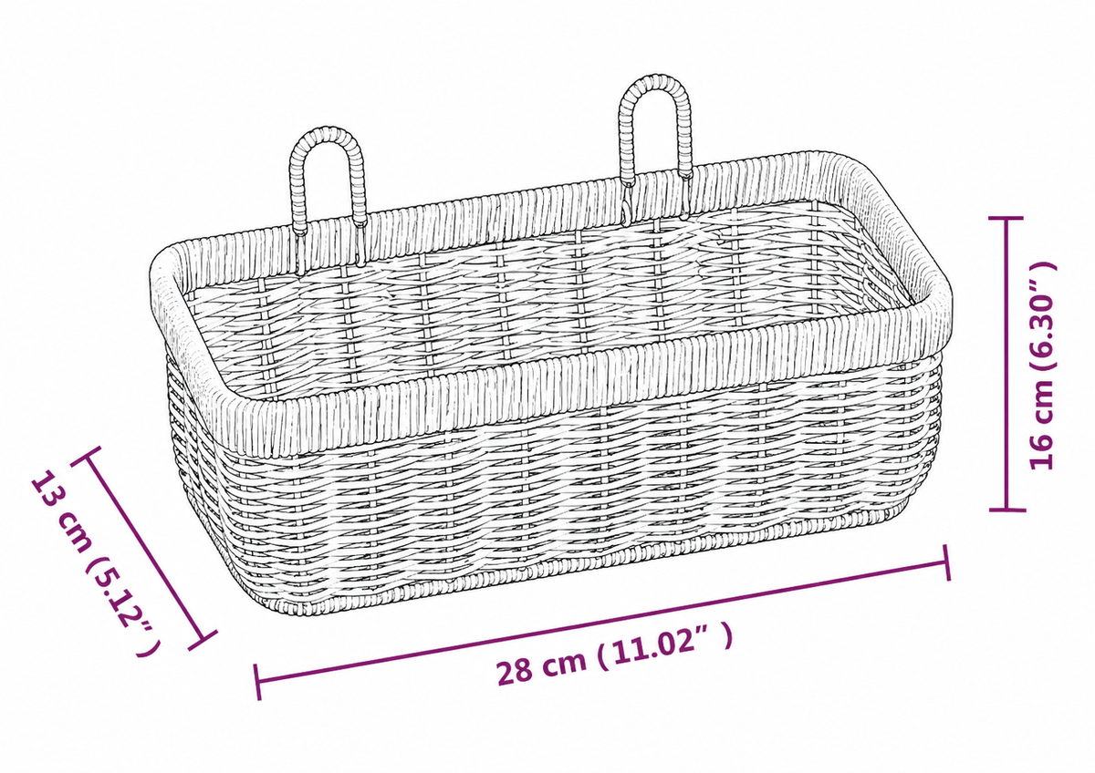 Panier rangement en osier murale rectangulaire