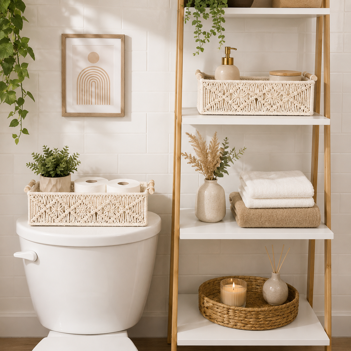 Panier rangement en osier scandinave