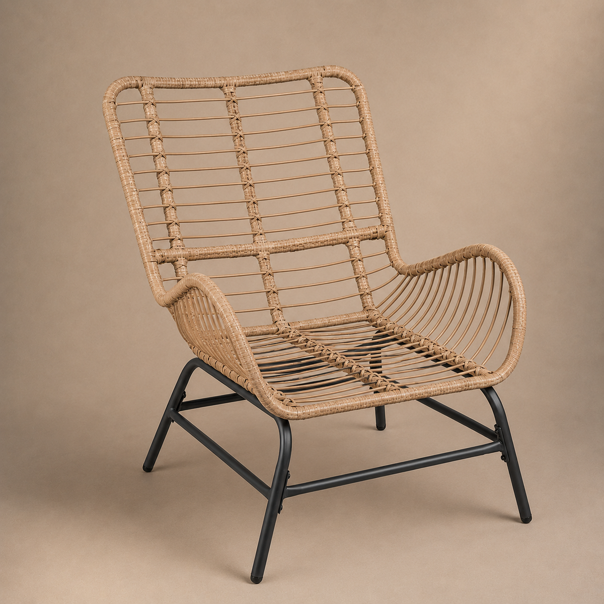 Fauteuil inclinable en osier & coussin matelassé – vue 2