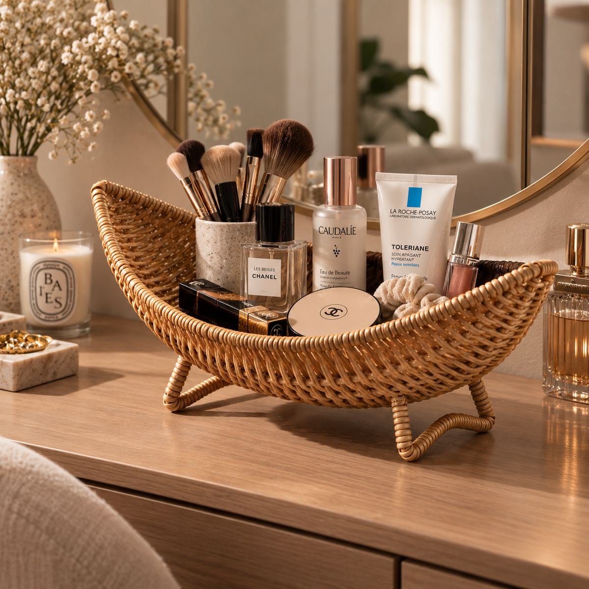 Panier de rangement en osier sur-pieds – vue 8