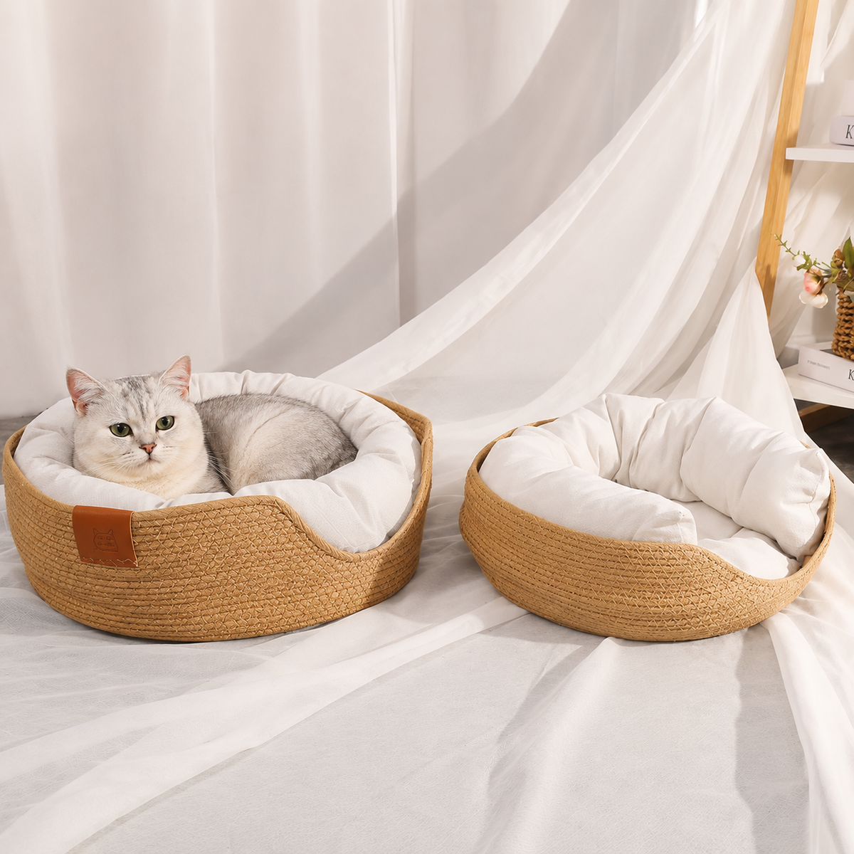 Panier pour chat en osier design