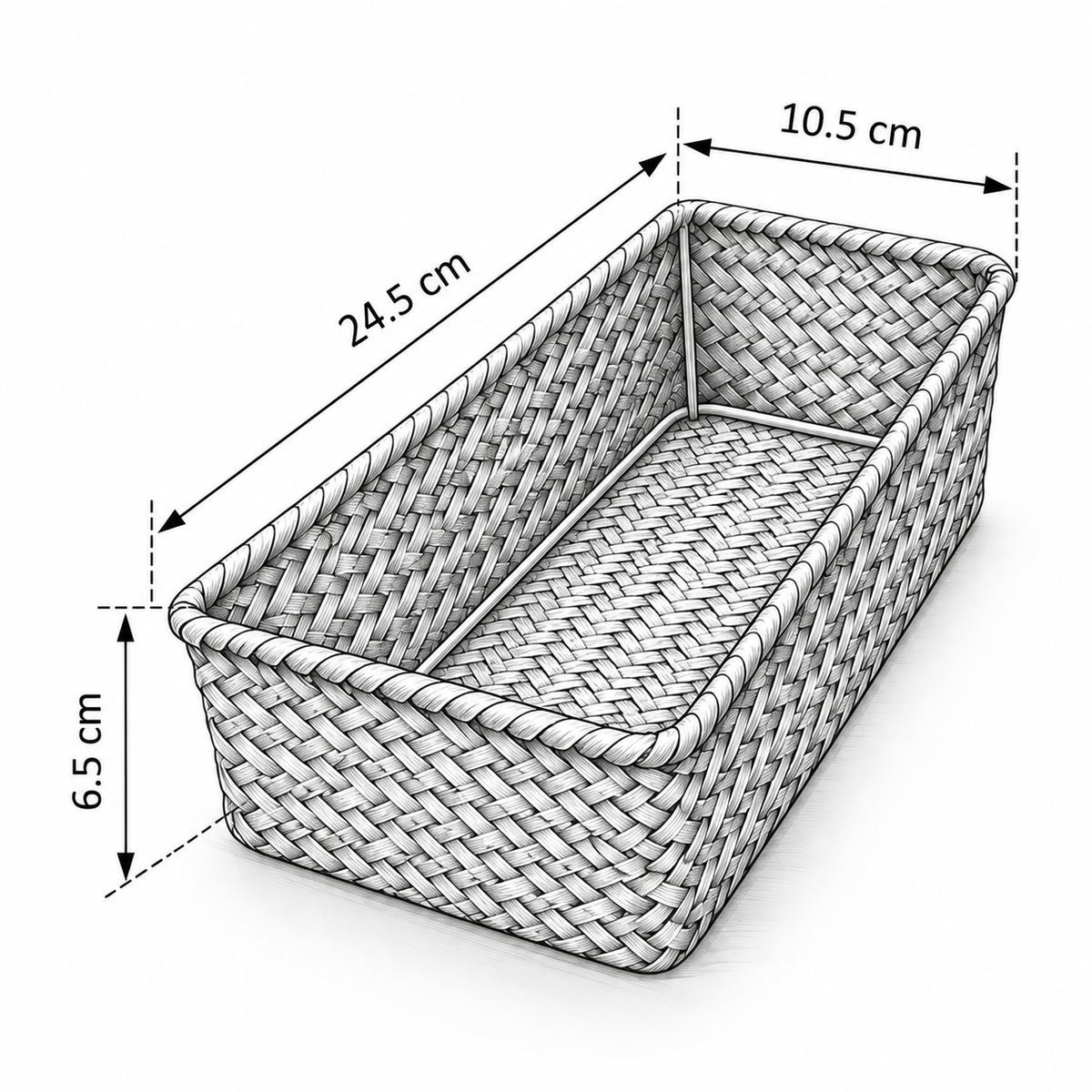 Panier de rangement rectangulaire en osier tressé – vue 10