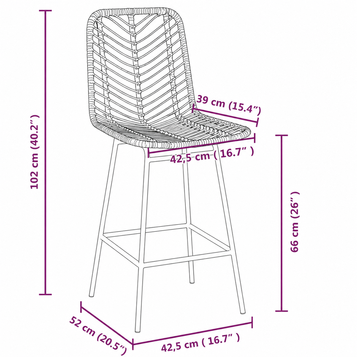 Lot de 2 tabourets de bar en osier bohème