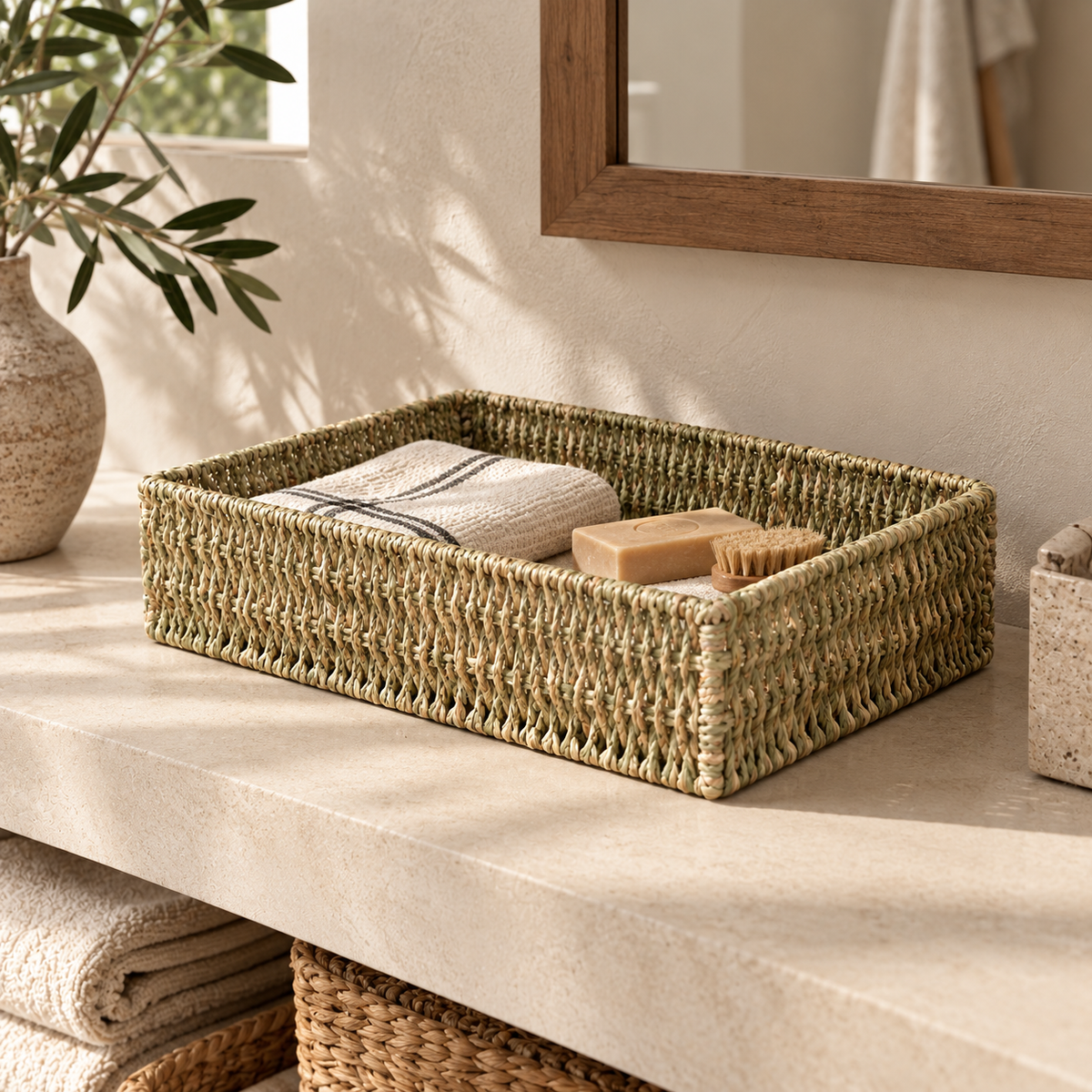Panier de rangement en osier/ jonc de mer – vue 5