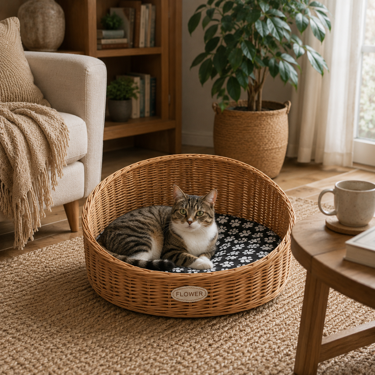 Panier pour chat en osier grande taille