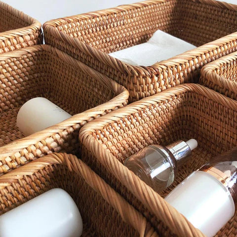 Panier de rangement en osier tressé à la main