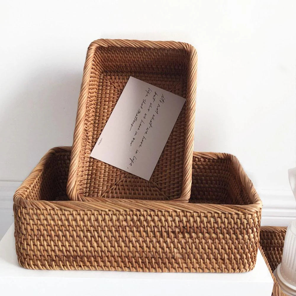 Panier de rangement en osier tressé à la main